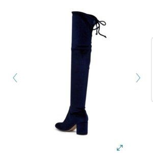 Navy Velvet Over the Knee Boots - David Charles